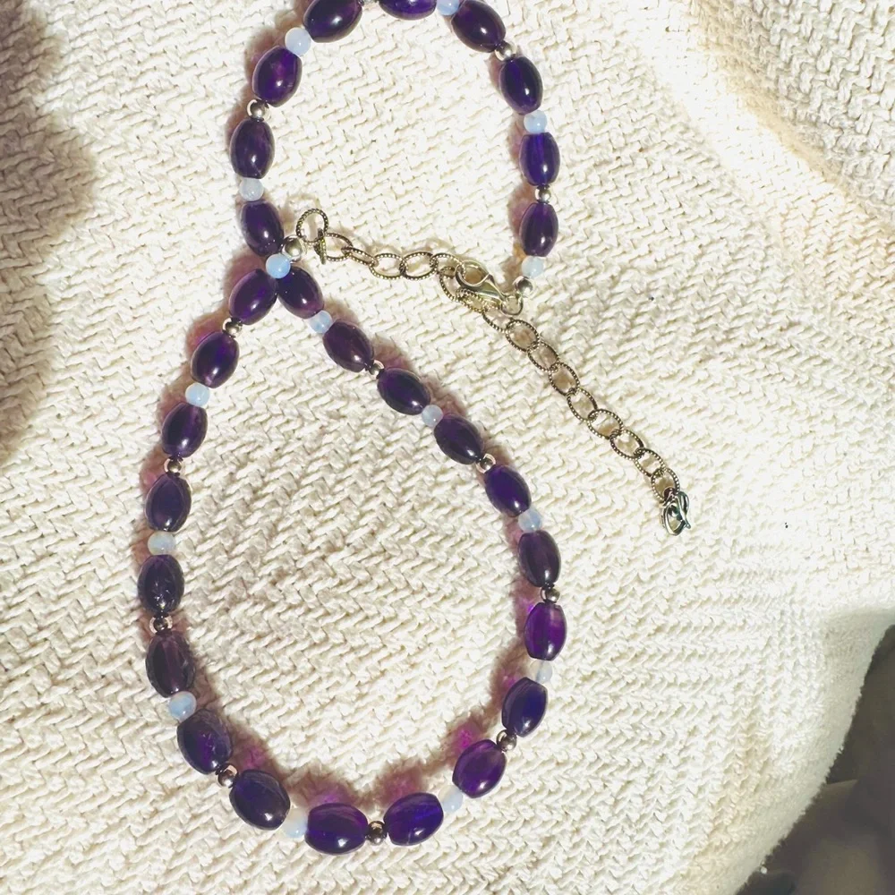 Carolyn Pollack Amethyst Beaded Necklace w/ Sterling Silver Extender - Picture 4 of 5